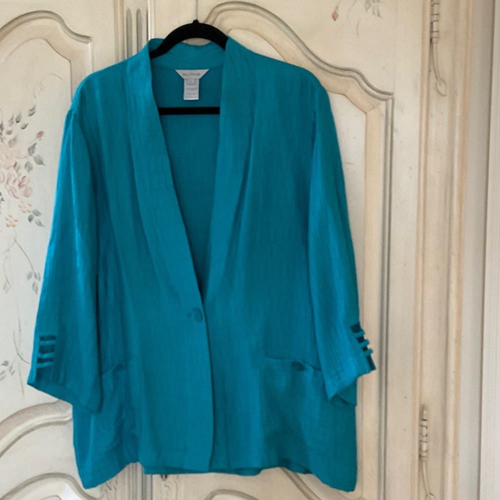Multiples Turquoise Textured Jacket
